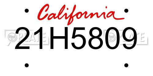 21H5809 California License Plate