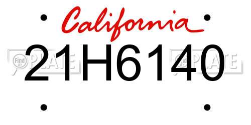 21H6140 California License Plate