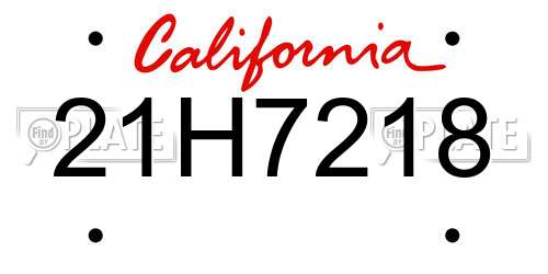 21H7218 California License Plate