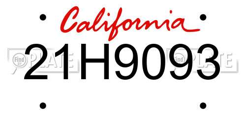 21H9093 California License Plate