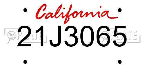 21J3065 California License Plate