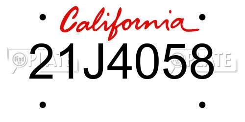 21J4058 California License Plate