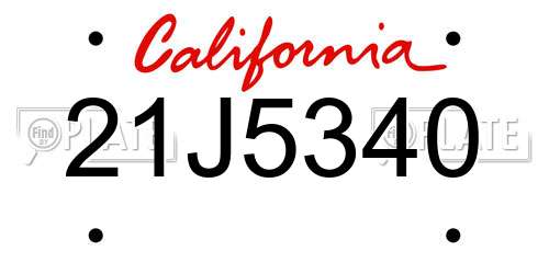 21J5340 California License Plate