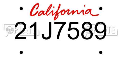 21J7589 California License Plate