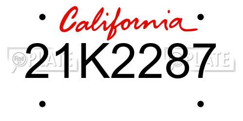 21K2287 California License Plate