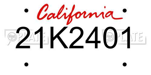 21K2401 California License Plate