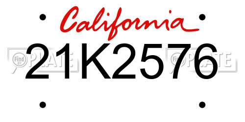 21K2576 California License Plate