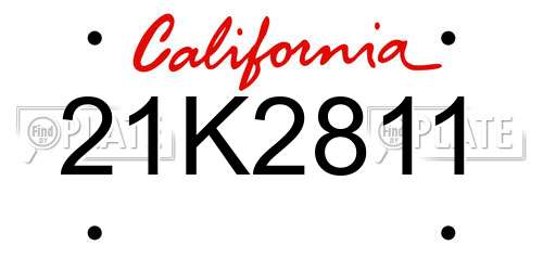 21K2811 California License Plate