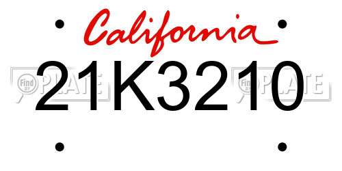 21K3210 California License Plate