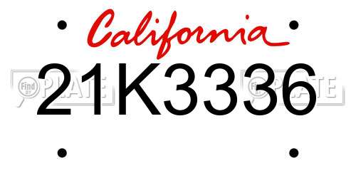 21K3336 California License Plate