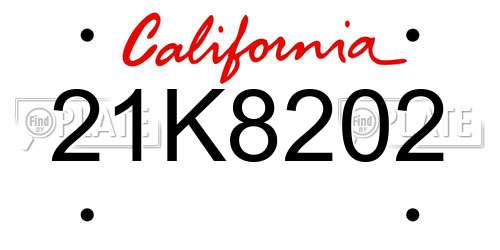 21K8202 California License Plate