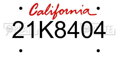 21K8404 California License Plate