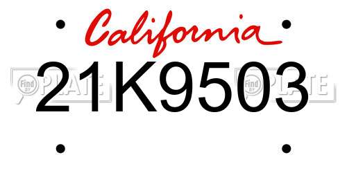 21K9503 California License Plate