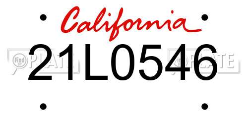 21L0546 California License Plate