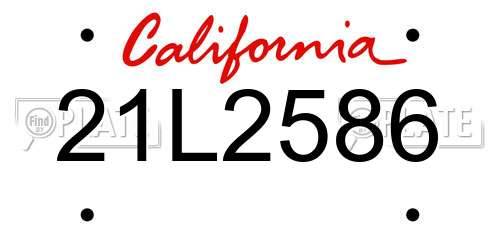 21L2586 California License Plate
