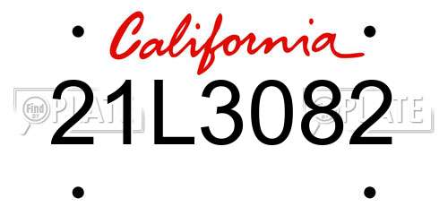 21L3082 California License Plate