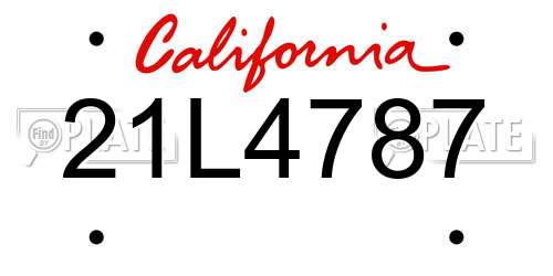 21L4787 California License Plate