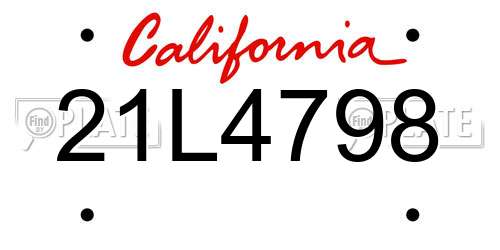 21L4798 California License Plate