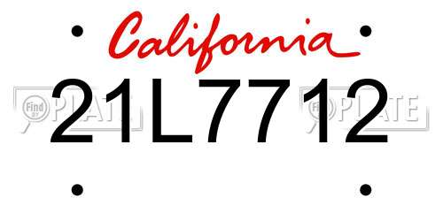 21L7712 California License Plate