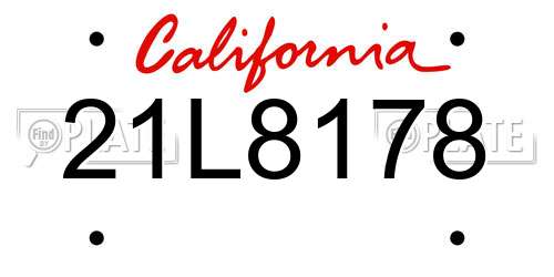21L8178 California License Plate