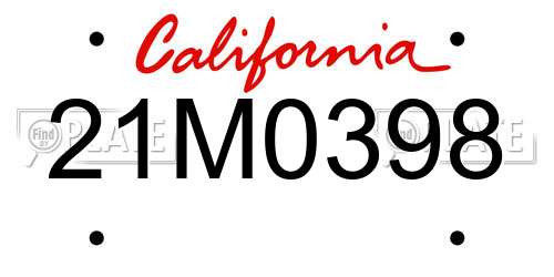 21M0398 California License Plate