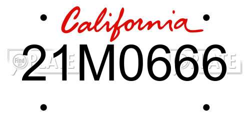 21M0666 California License Plate