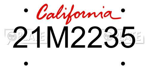 21M2235 California License Plate