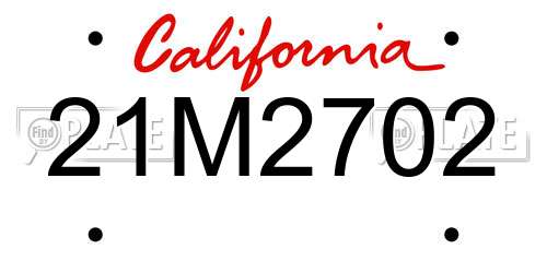 21M2702 California License Plate
