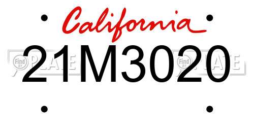 21M3020 California License Plate