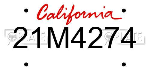 21M4274 California License Plate