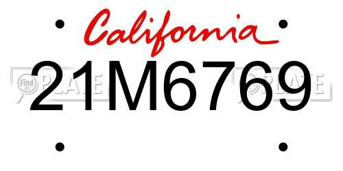 21M6769 California License Plate