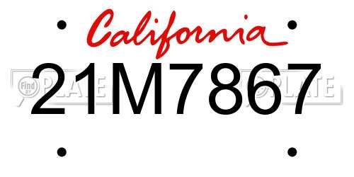 21M7867 California License Plate