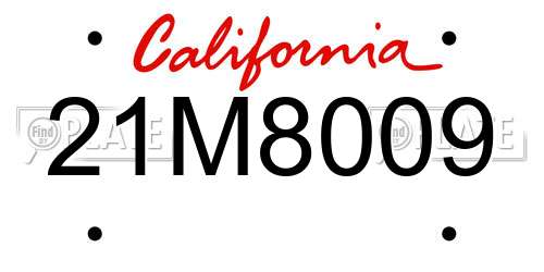 21M8009 California License Plate
