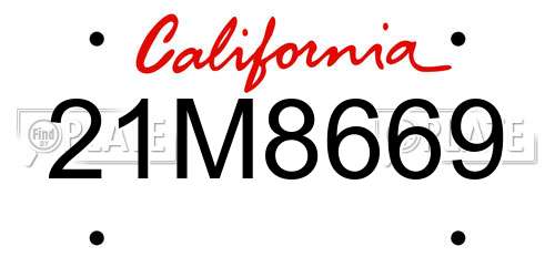 21M8669 California License Plate