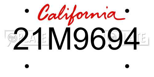 21M9694 California License Plate
