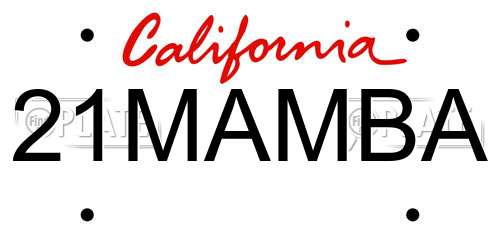 21MAMBA California License Plate