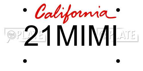 21MIMI California License Plate