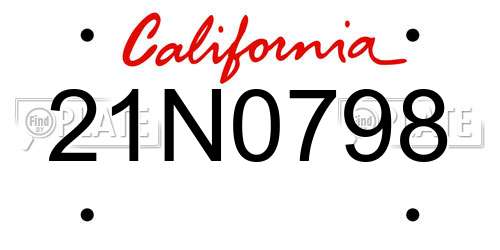 21N0798 California License Plate