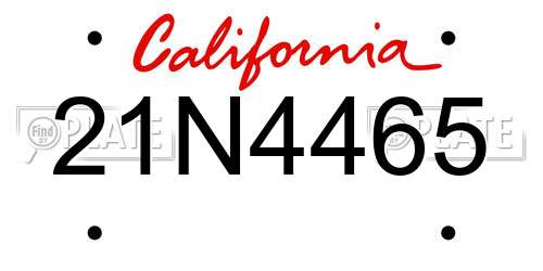 21N4465 California License Plate