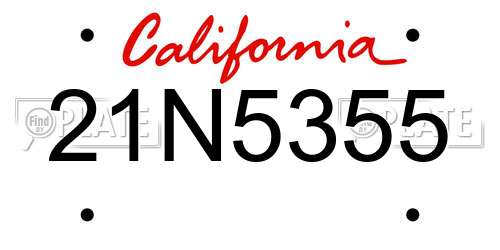 21N5355 California License Plate