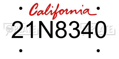 21N8340 California License Plate