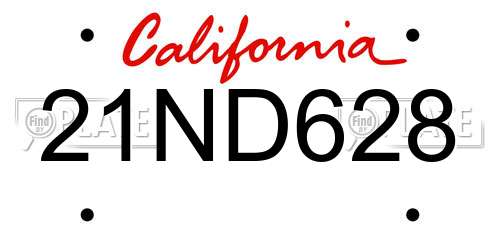 21ND628 California License Plate