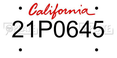 21P0645 California License Plate