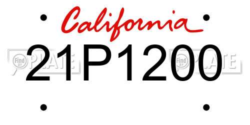 21P1200 California License Plate