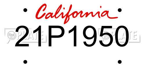21P1950 California License Plate