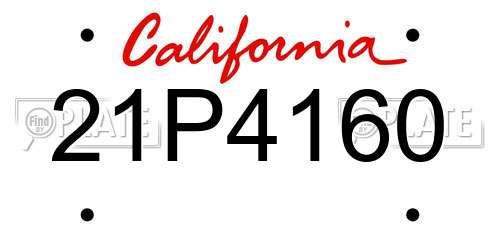 21P4160 California License Plate