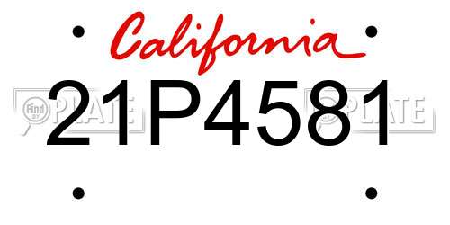21P4581 California License Plate