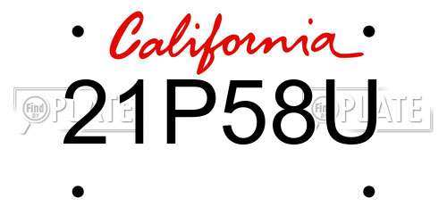 21P58U California License Plate