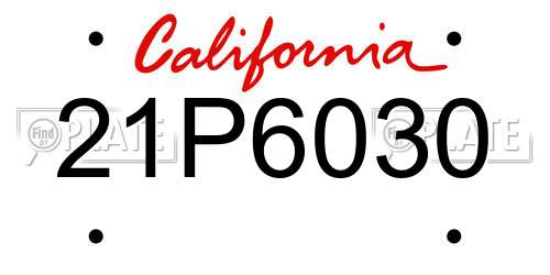 21P6030 California License Plate