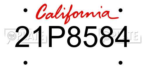 21P8584 California License Plate